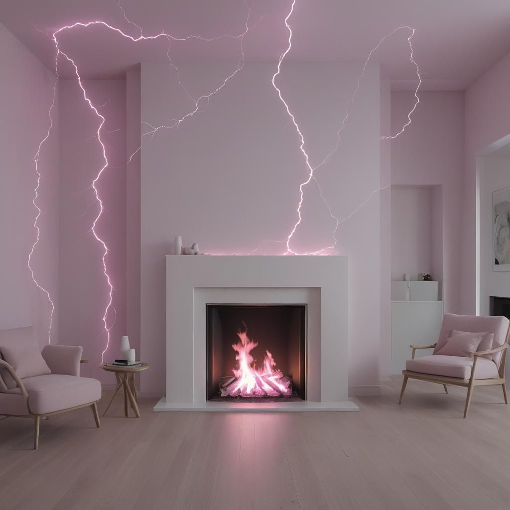 Pink Lightning Strikes Fireplace with Pink Energy