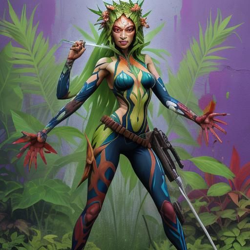 Ahsoka as Poison Ivy in Graffiti Art Style