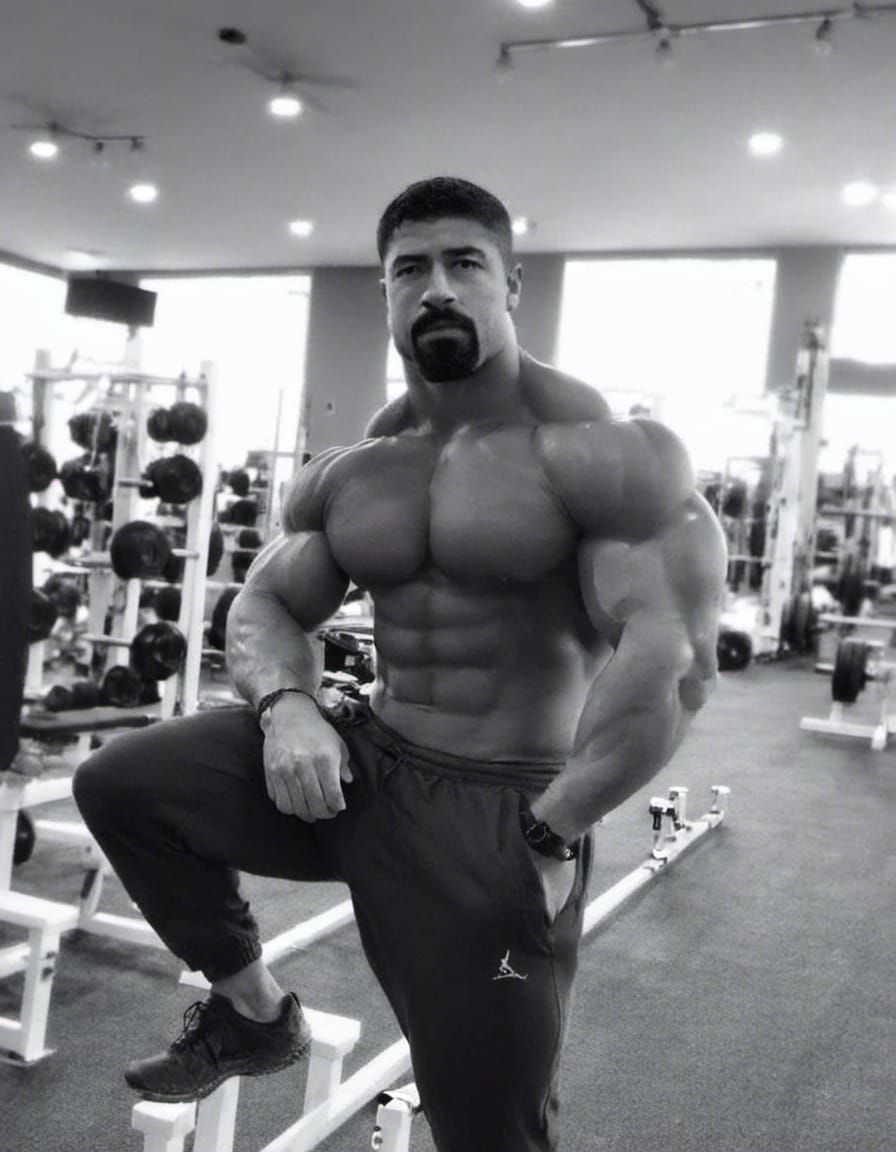 Bodybuilder Poses with Muscle Definition