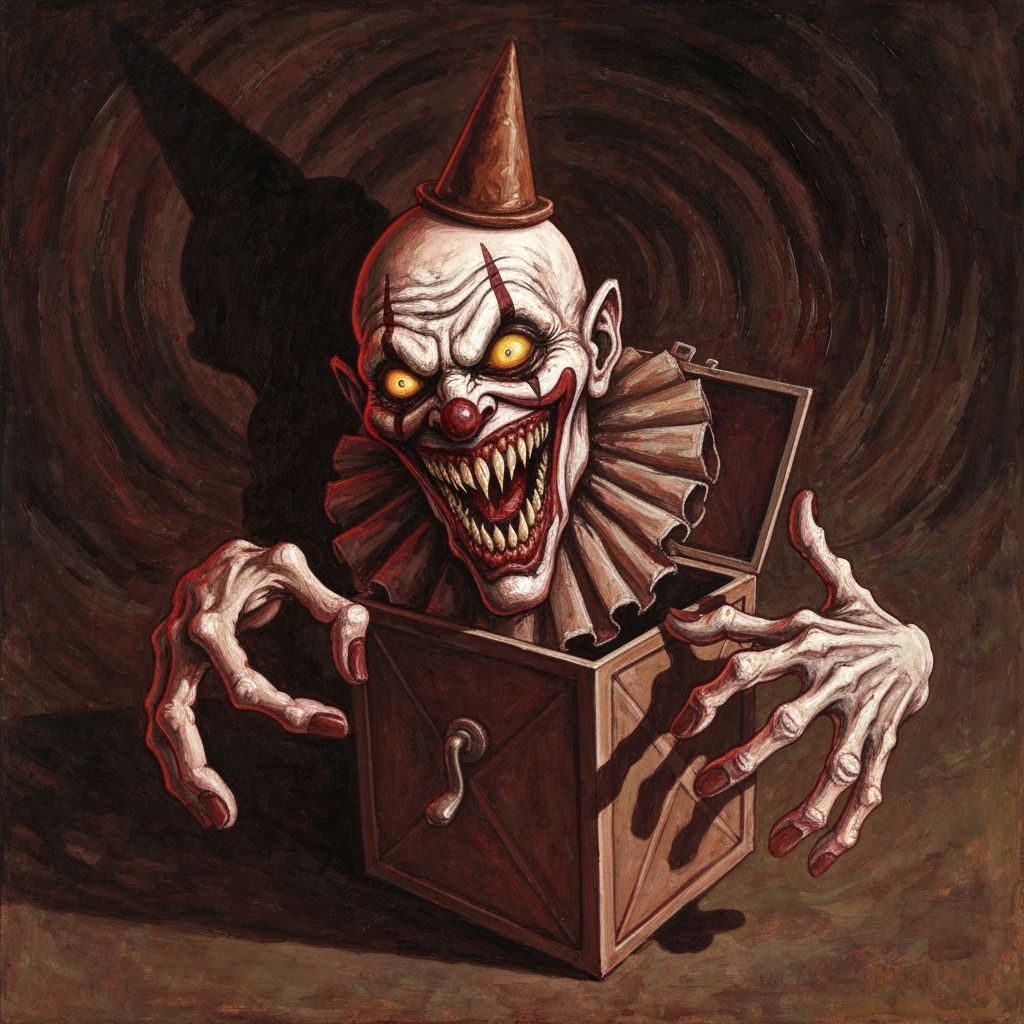 Grotesque Clown Emerges: A Vivid Gouache Painting