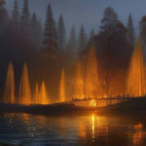 Enchanted Lake: Golden Light and Floating Candles