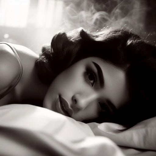 Lonely Latina Girl in 1950s Bedroom