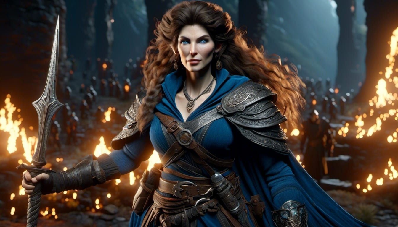 Dwarven Cleric Battling Undead Army in Hyperrealism