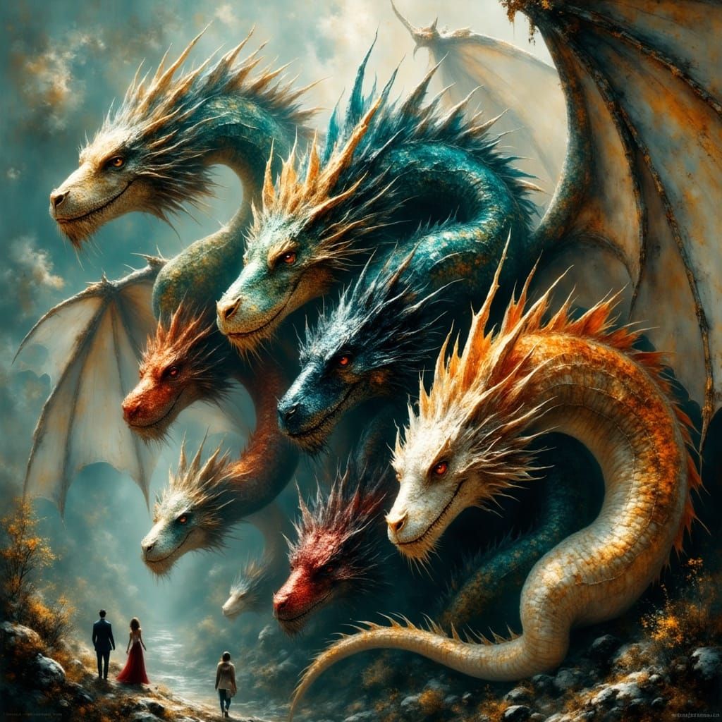 Five-Headed Dragon in Vibrant Colors