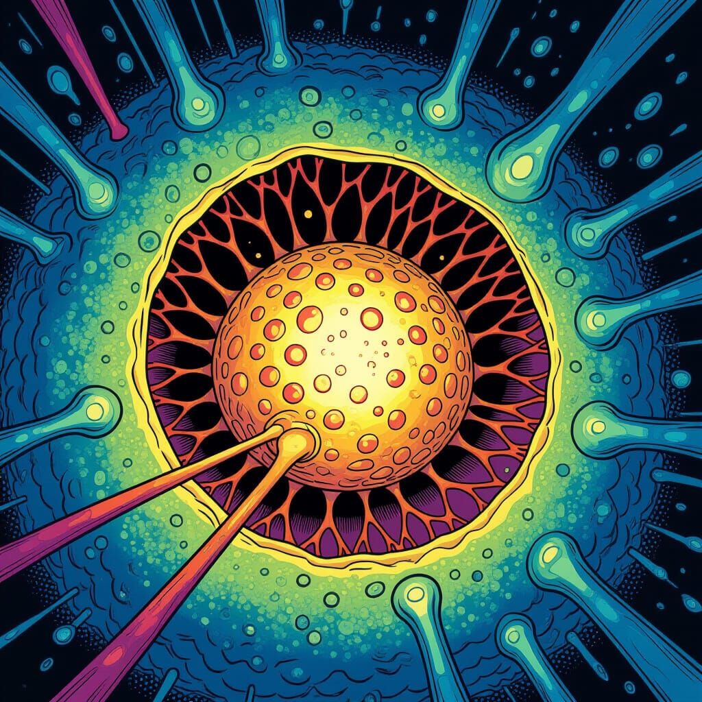 Lymph Node With Cortical Nodule in Comic Book Style