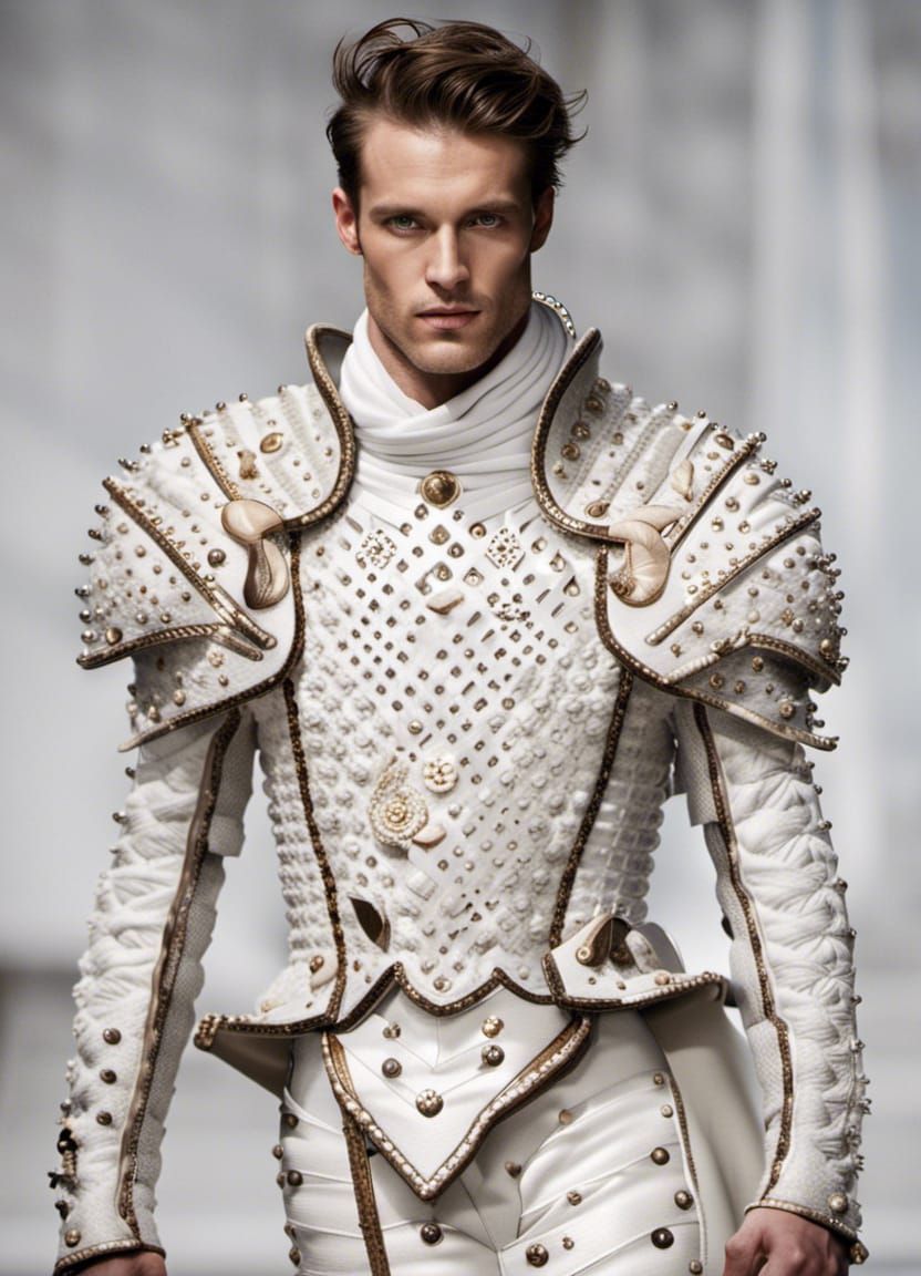 Medieval Armor Merino Wool Suit: Haute Couture Fashion