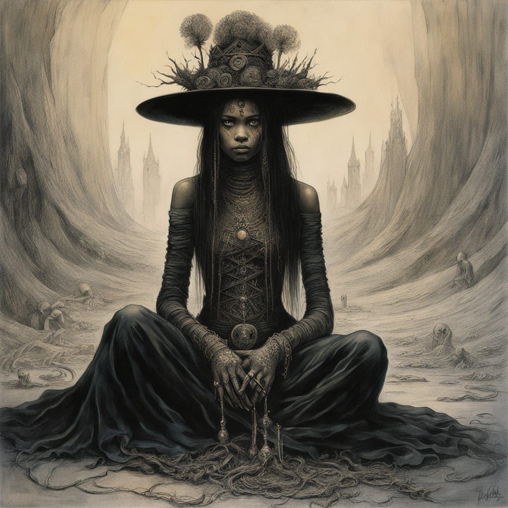 Mysterious European Witch in a Smoky Lair