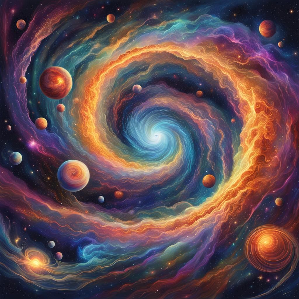 Cosmic Vortex: A Fibonacci-Infused Visionary Illustration