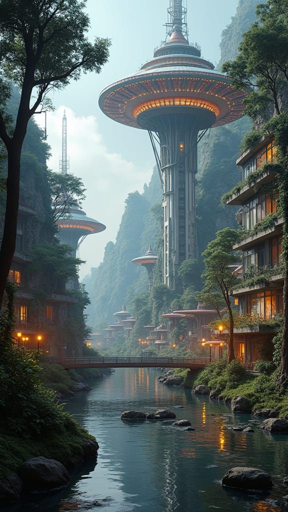 Futuristic Organic Cities with Binary Code Architecture