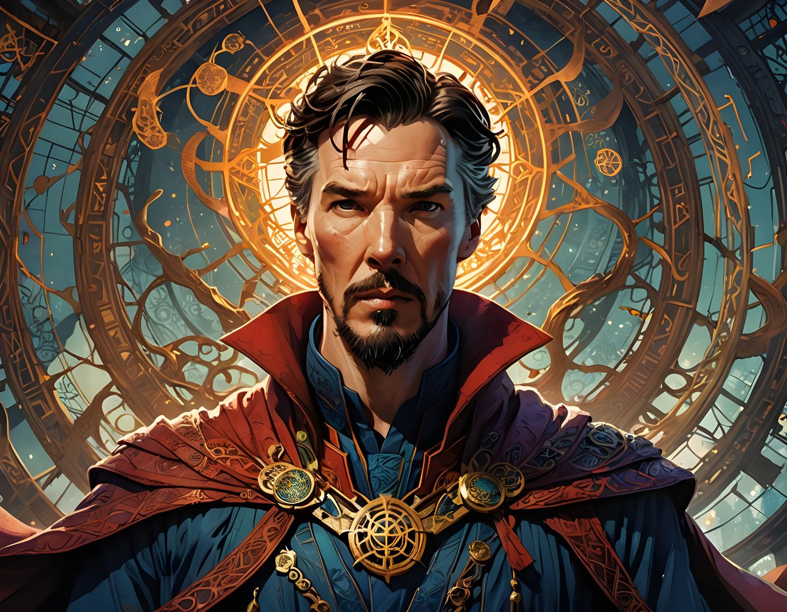 Doctor Strange Gazing Upwards in Digital Painting