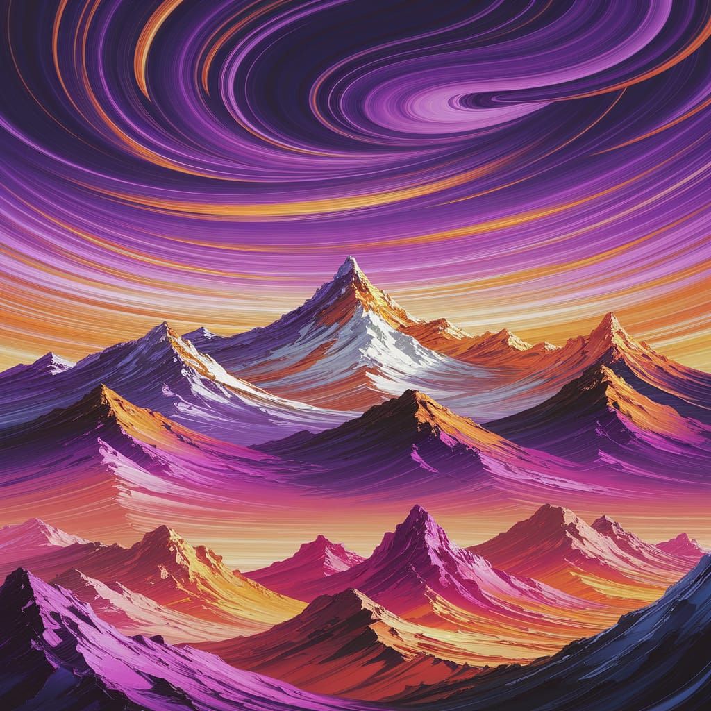 Vibrant Violet Sky Above Majestic Tibetan Mountains