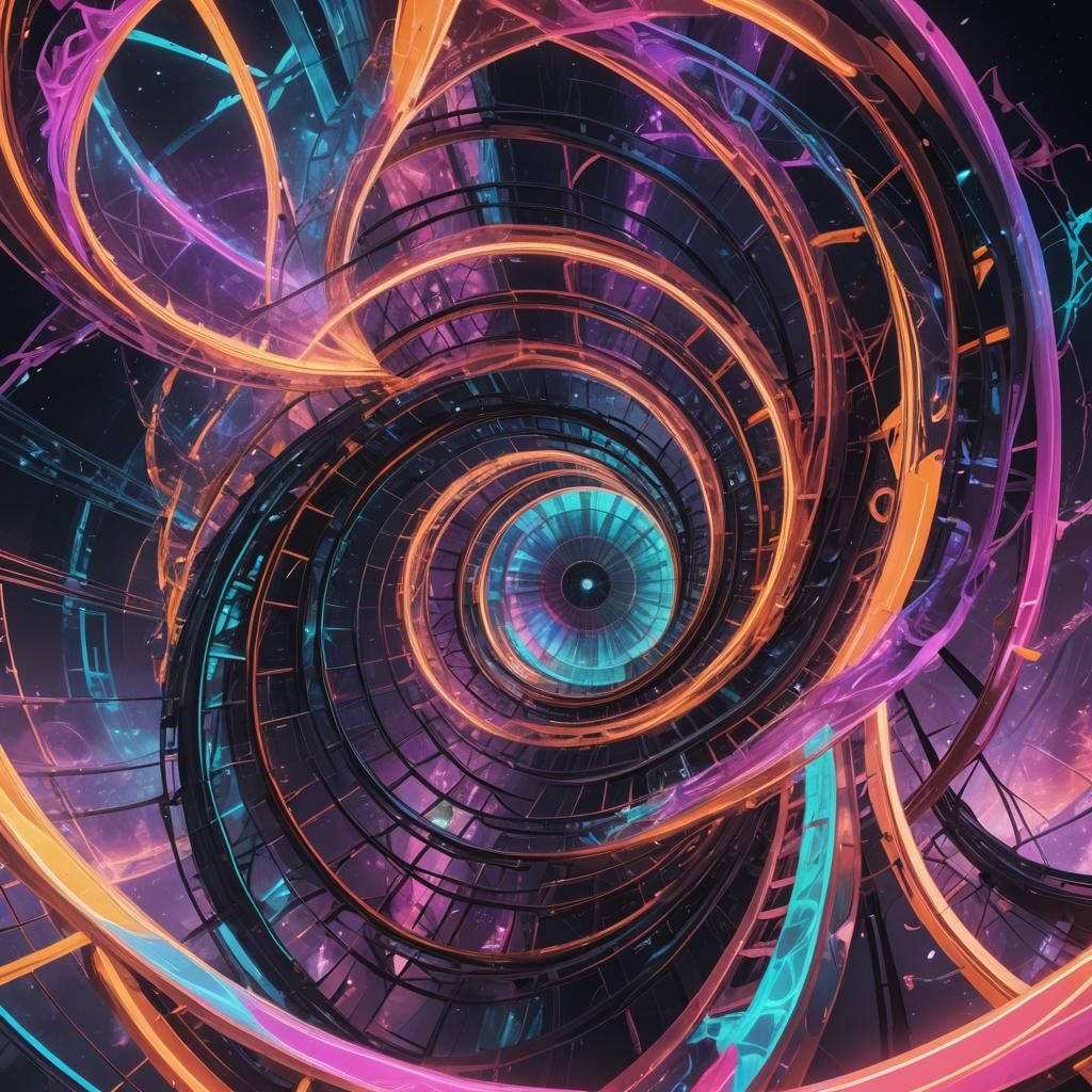 Cosmic Architecture: Dimensional Vortex in Digital Art