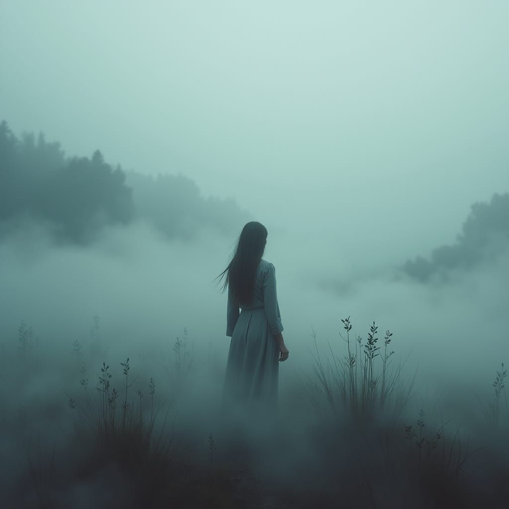 Dreamy Ethereal Landscape with Serene Woman
