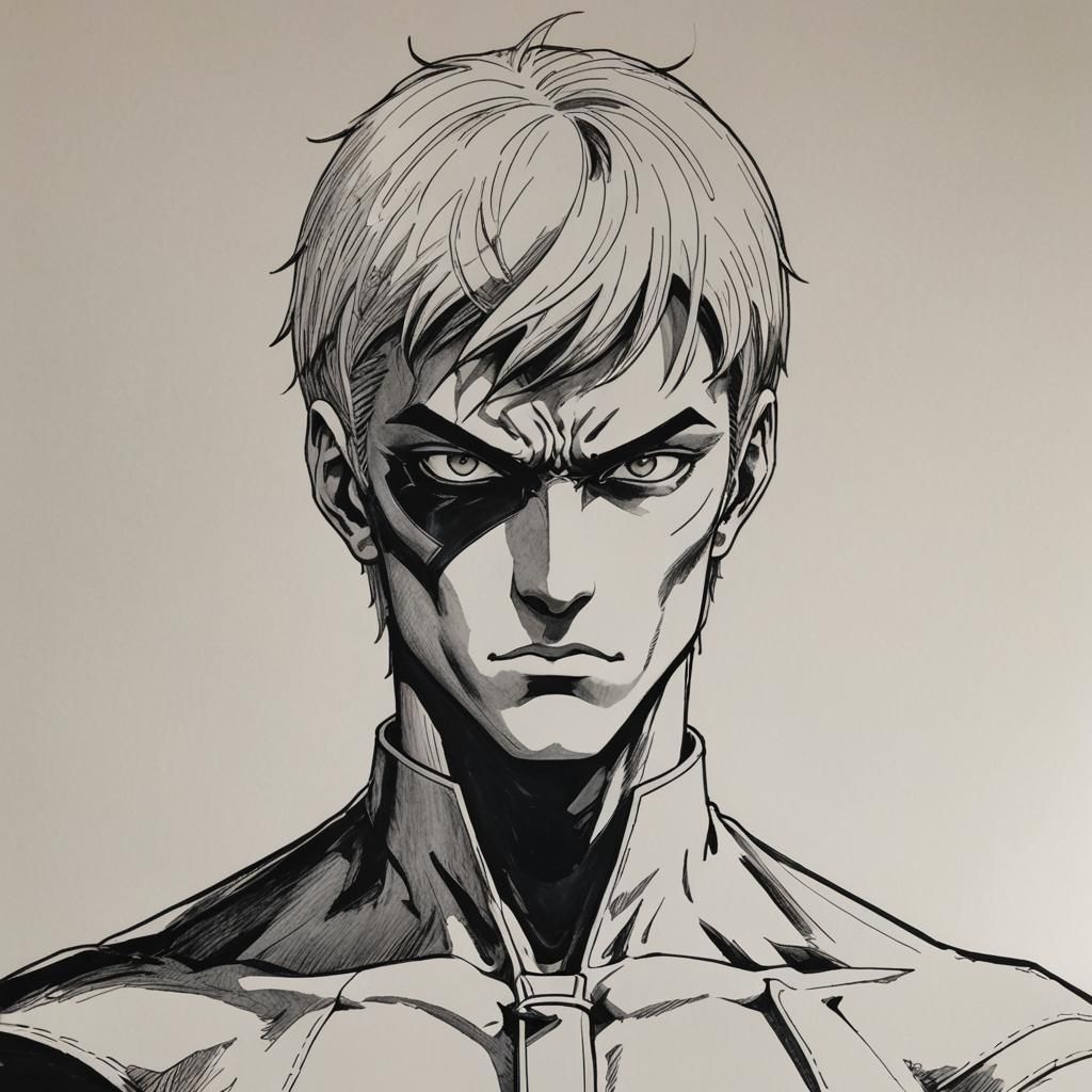 Diabolik in Japanese Manga Style with Expressive Eyes