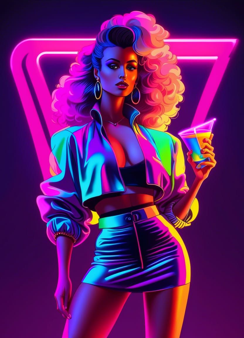 Vibrant 1980s Party in Synthwave Neon Style