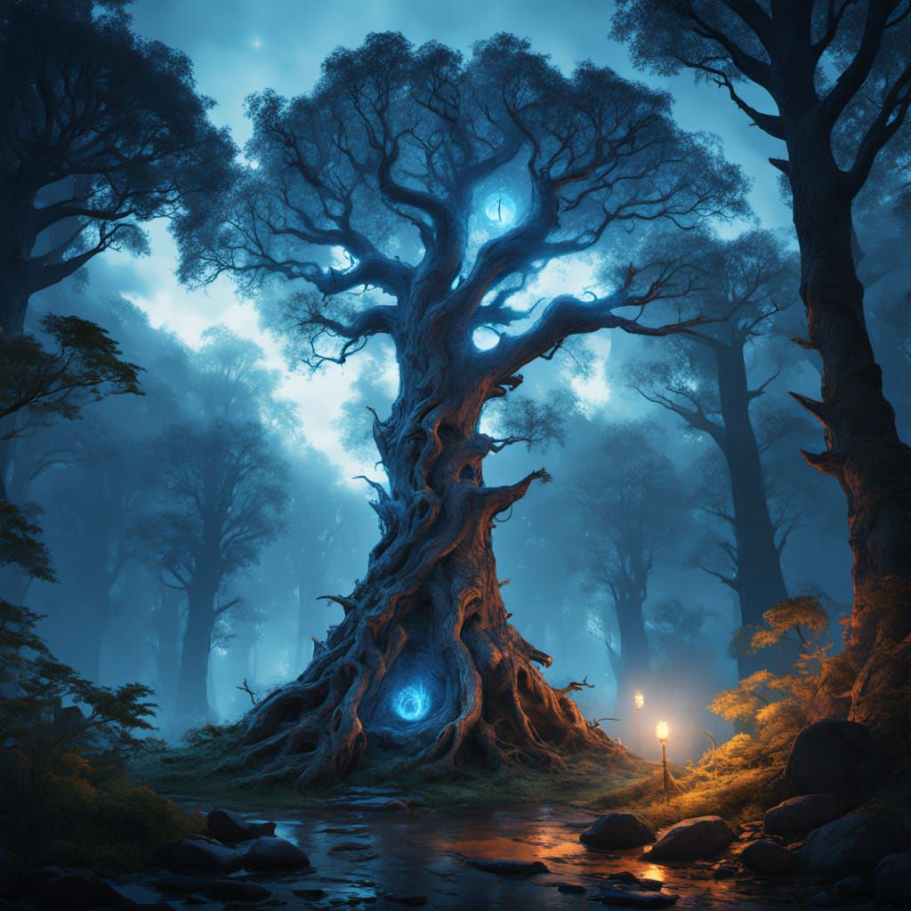 Breathtaking Fantasy Warrior in Ancient Lush Forest