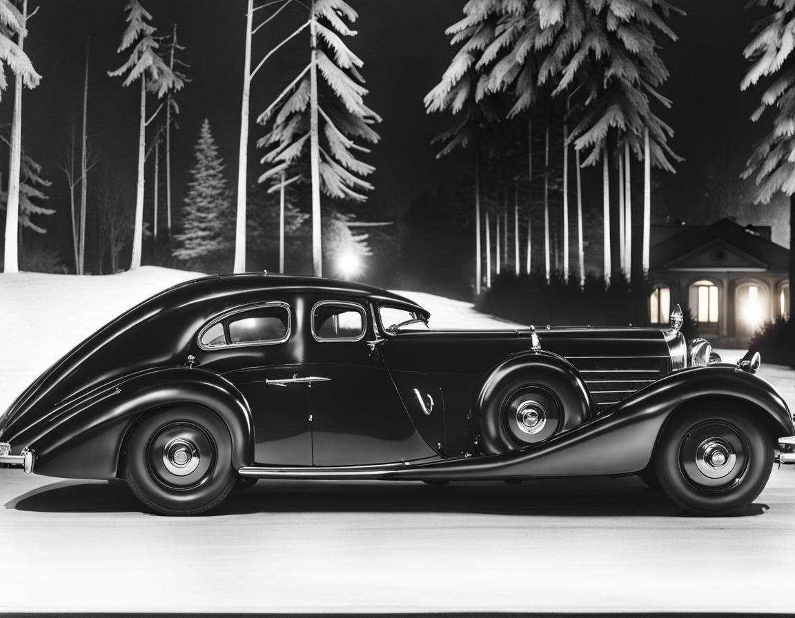 Black 1939 Mercedes Benz 540k on Estate