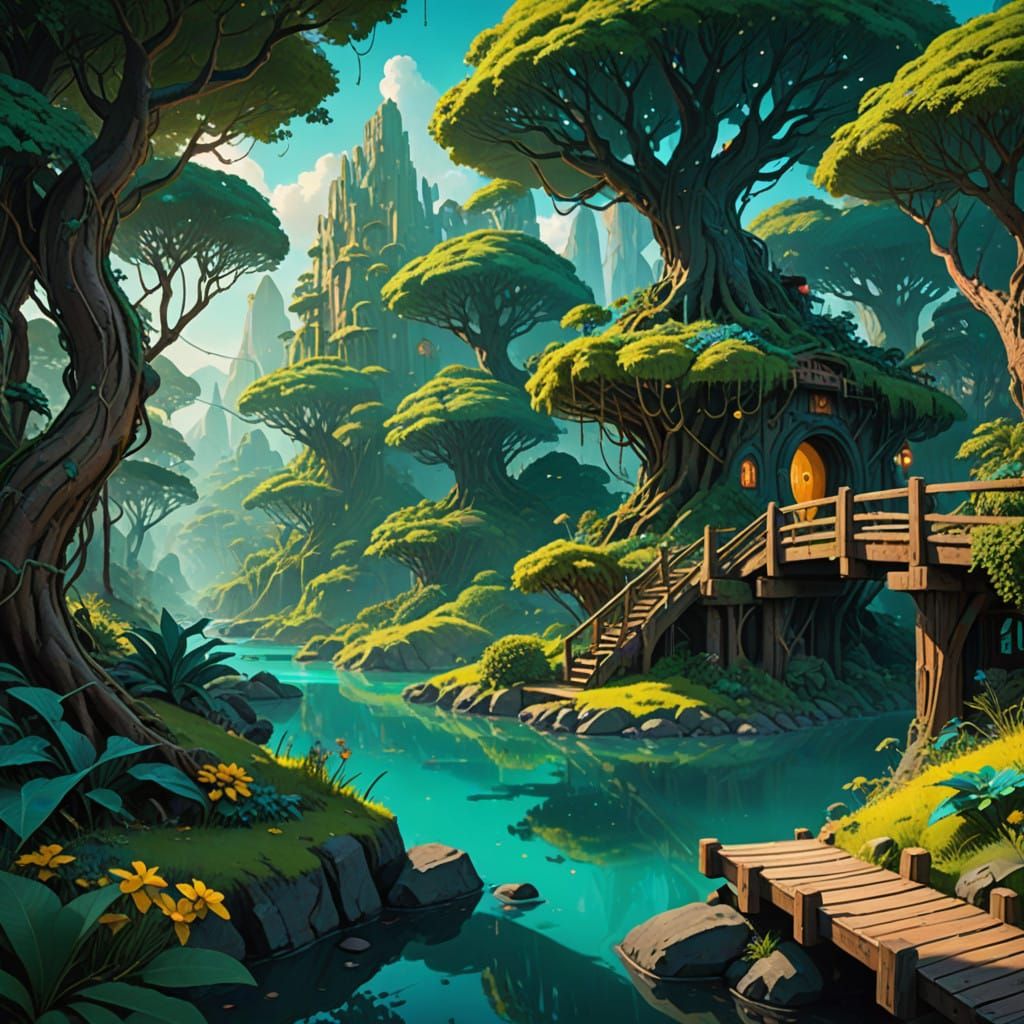 Fantasy Hobbit Village Hidden in Tropical Jungle