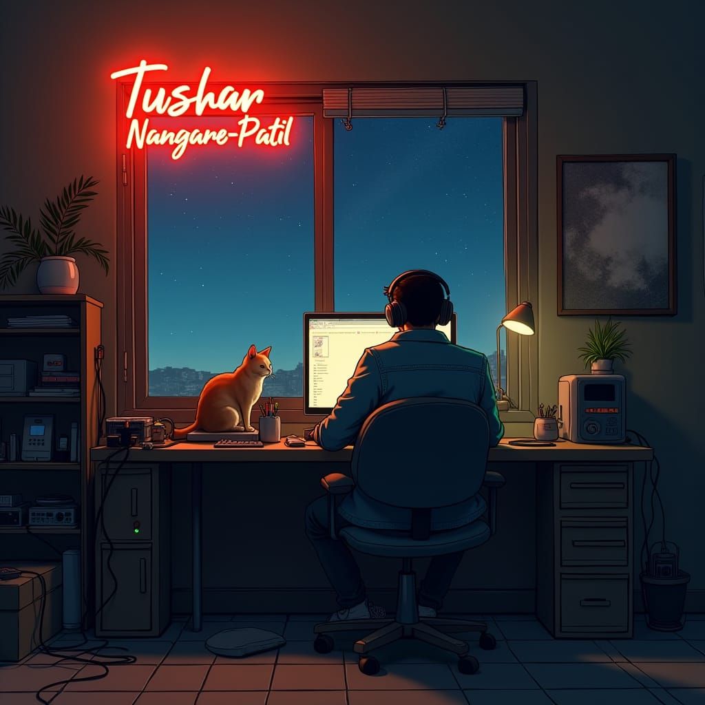 Cozy Lo-fi Room with AI Engineer at Night