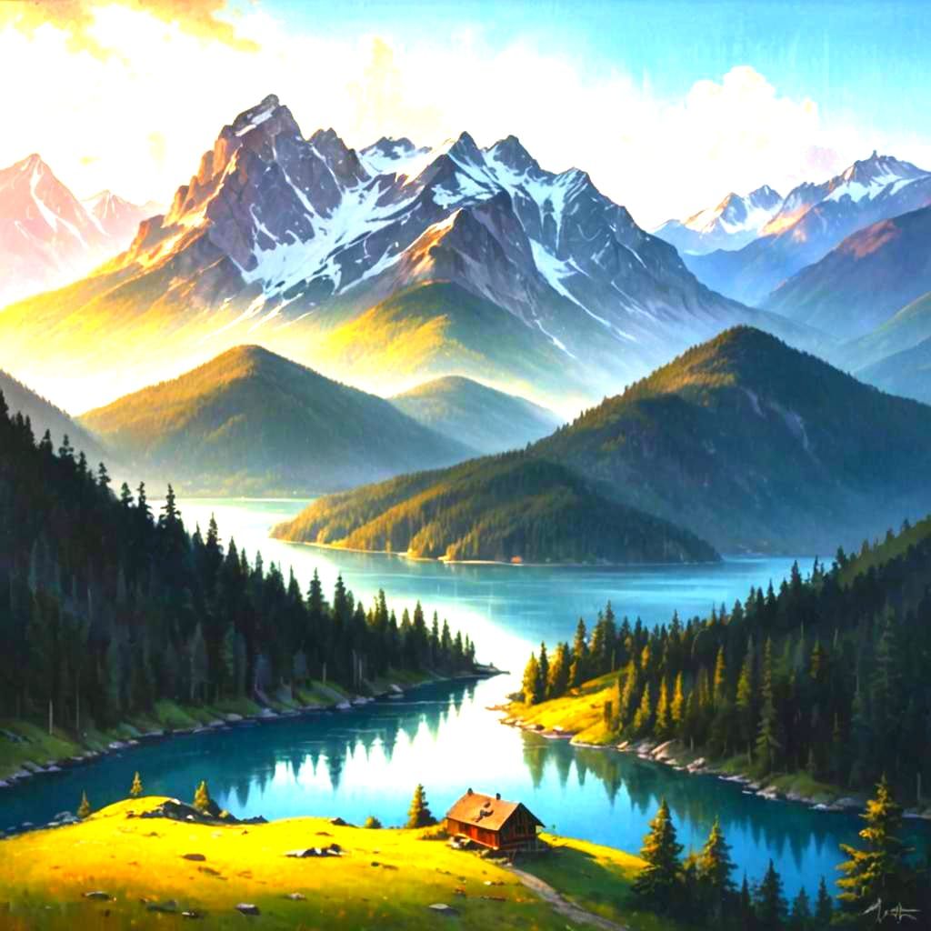 Secluded Lakeside House in Mountain Landscape