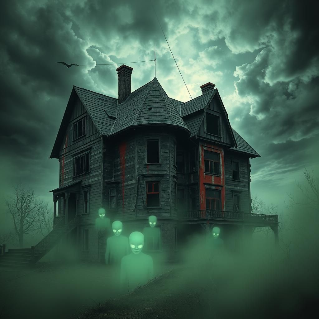 A haunted house in the style of Witkacy, its twisted, jointe...