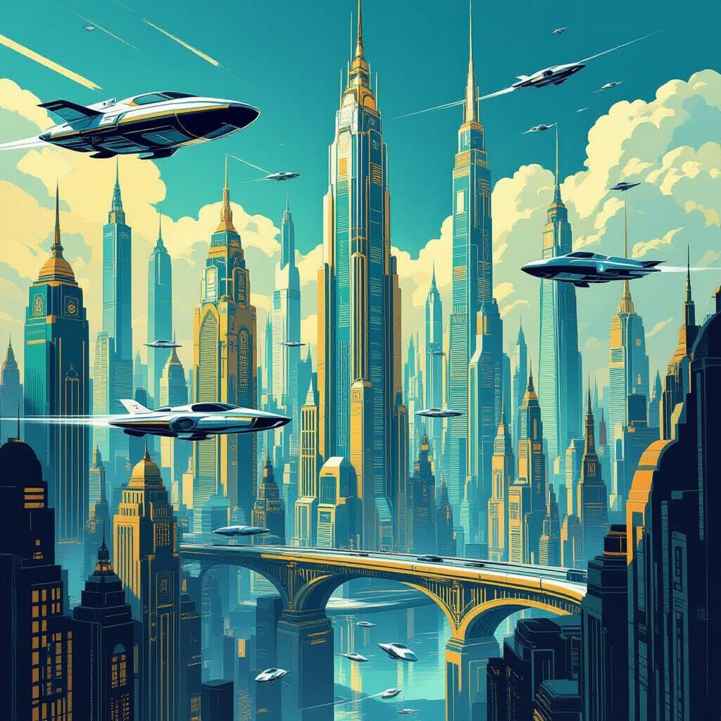 Art Deco Metropolis: A Retro-Futuristic Cityscape