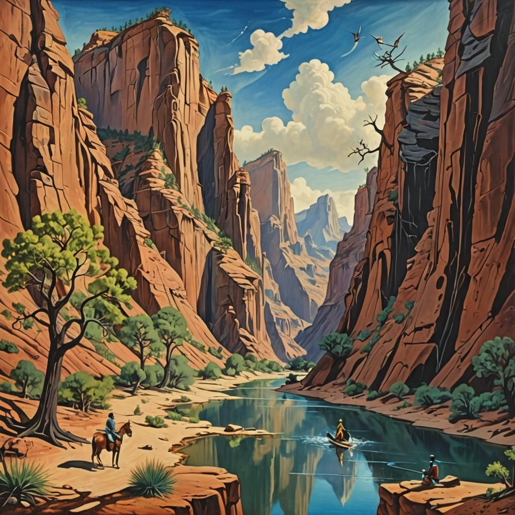 Zion National Park in Surrealist Style