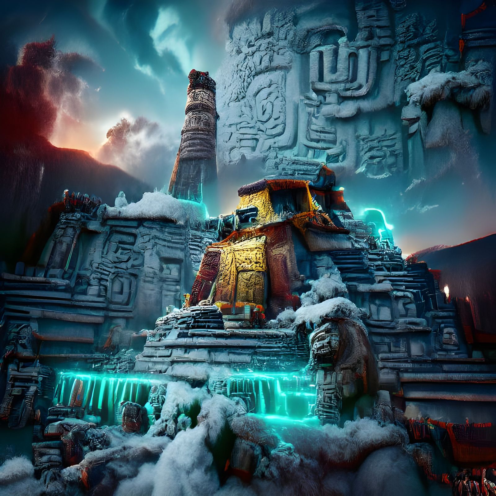 Mayan Temple Emerges in Arctic Landscape