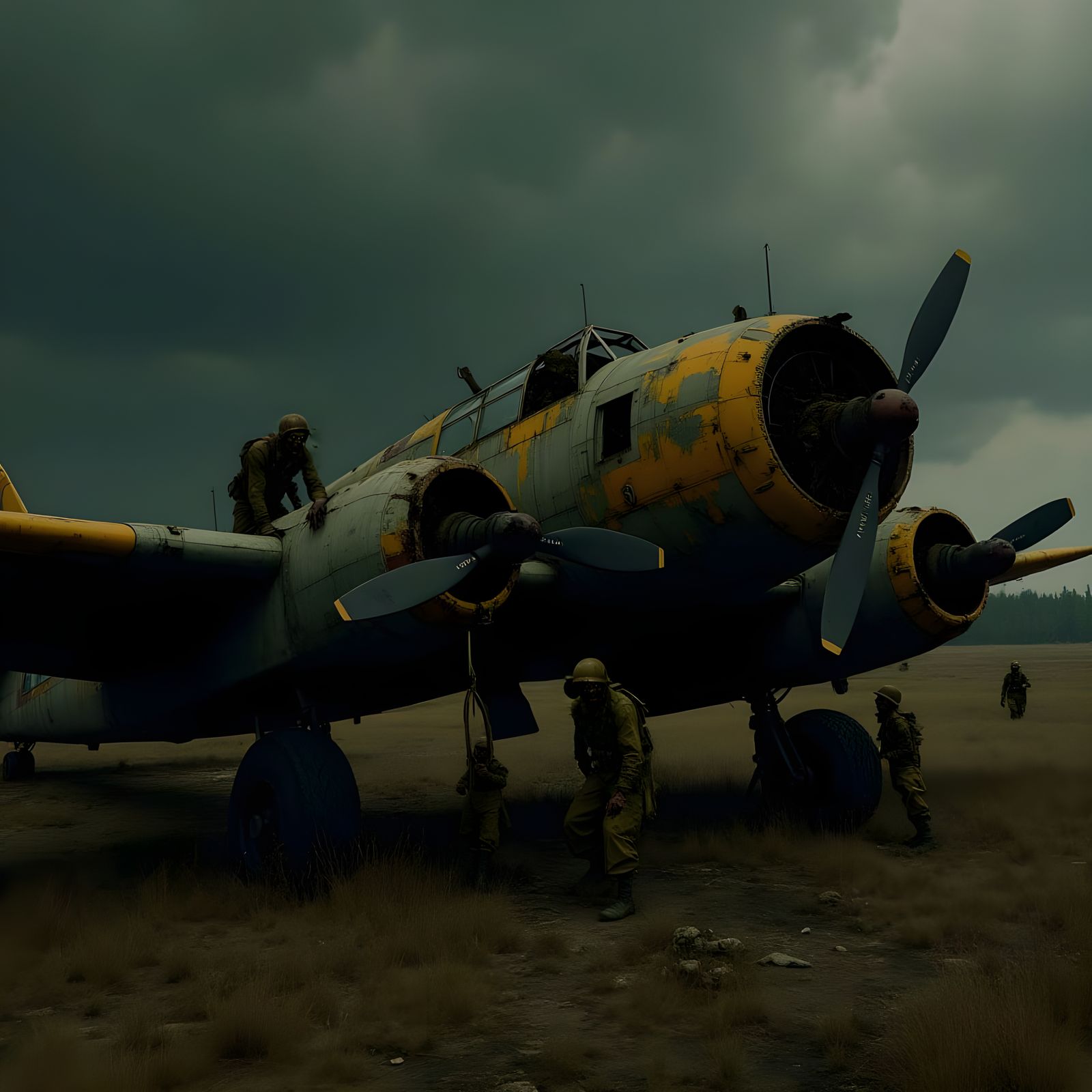 WWII Fighter Plane in Zombie Apocalypse