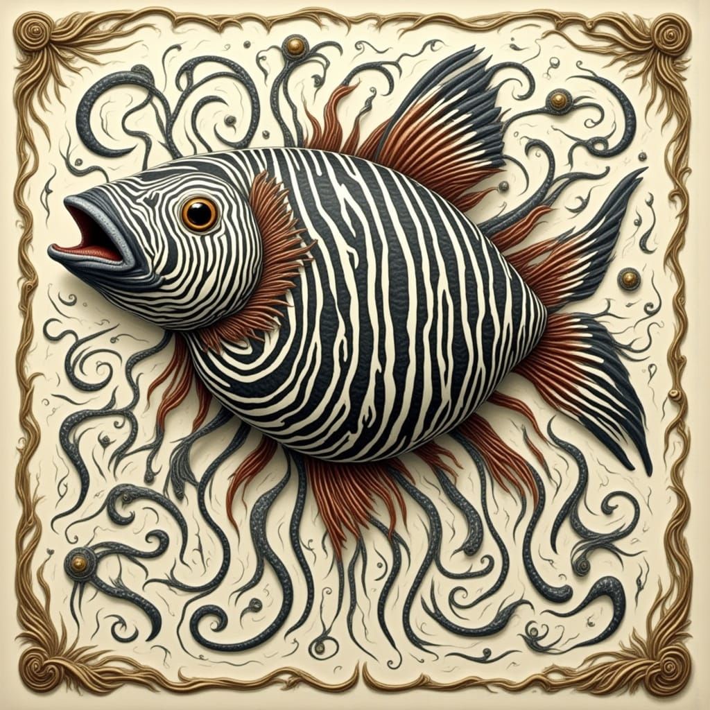 Cyberpunk Zebra Fish in Neon City