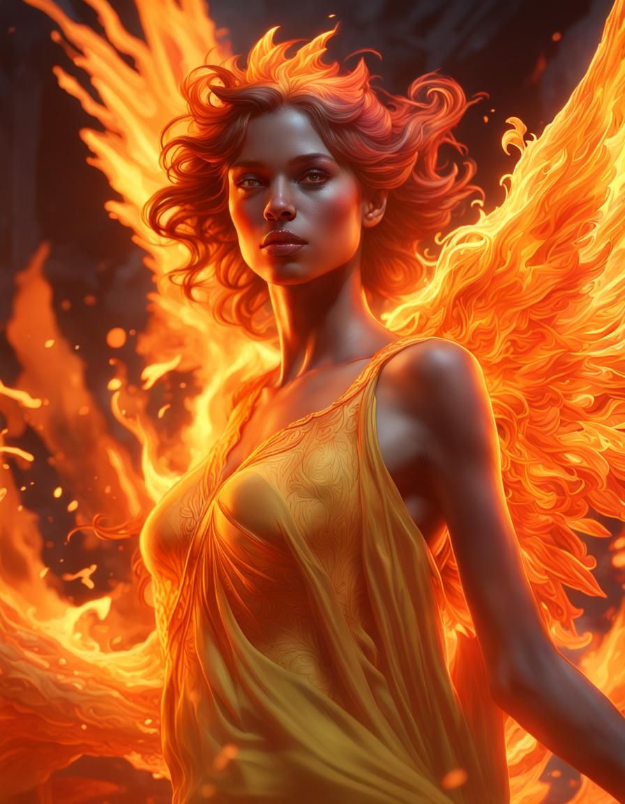 Fiery Phoenix Reborn: Dynamic Lighting Concept Art