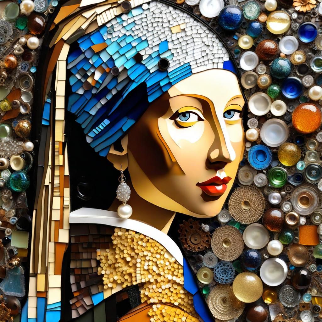 Girl with Pearl Earring Recycled Collage