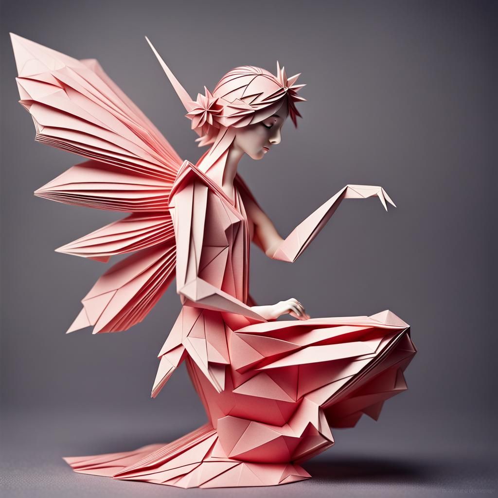 Detailed Origami Fairy Papercraft in 8K