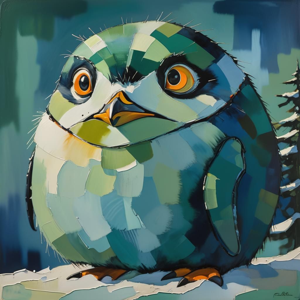 Penguin in Expressionist Style with Vivid Colors