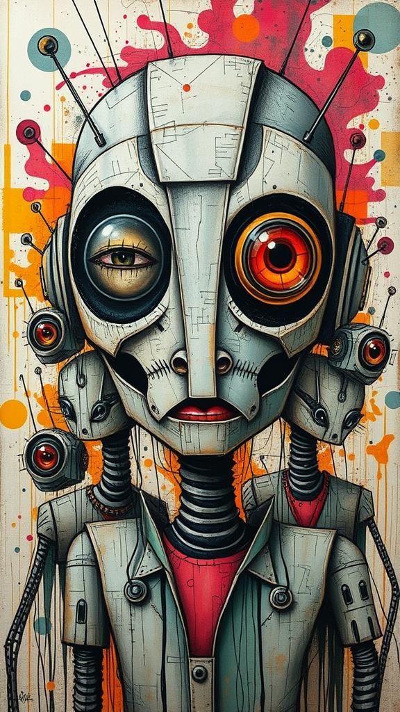 Pop Art Androids in Cubist Style