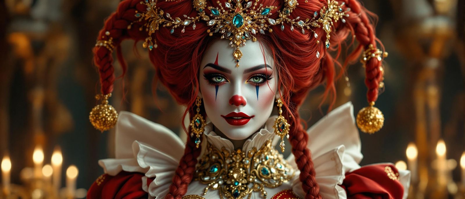 Regal Harlequin Queen in Stunning Digital Matte Painting