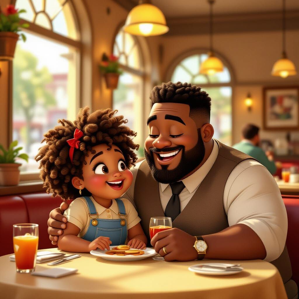 Father's Day Celebration in Animation Cel Style