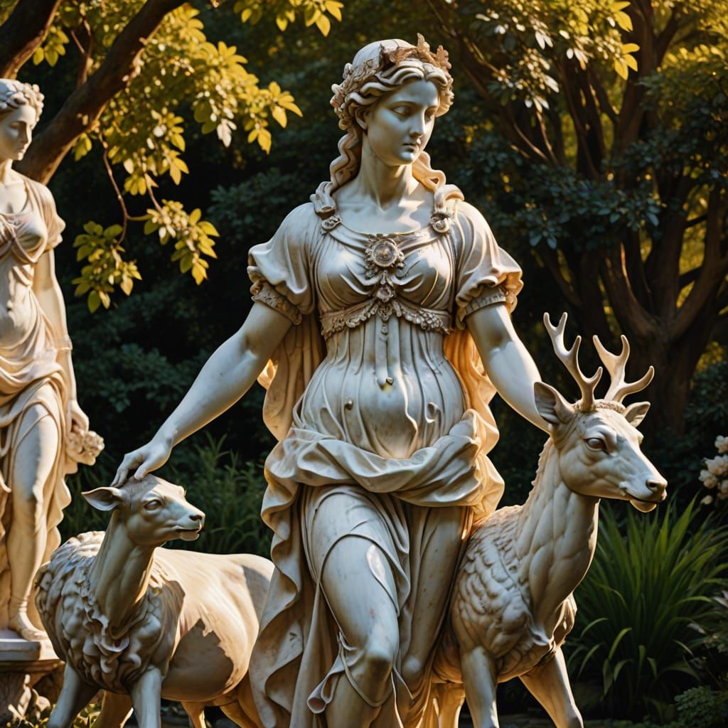 Artemis Marble Sculpture in Baroque Style