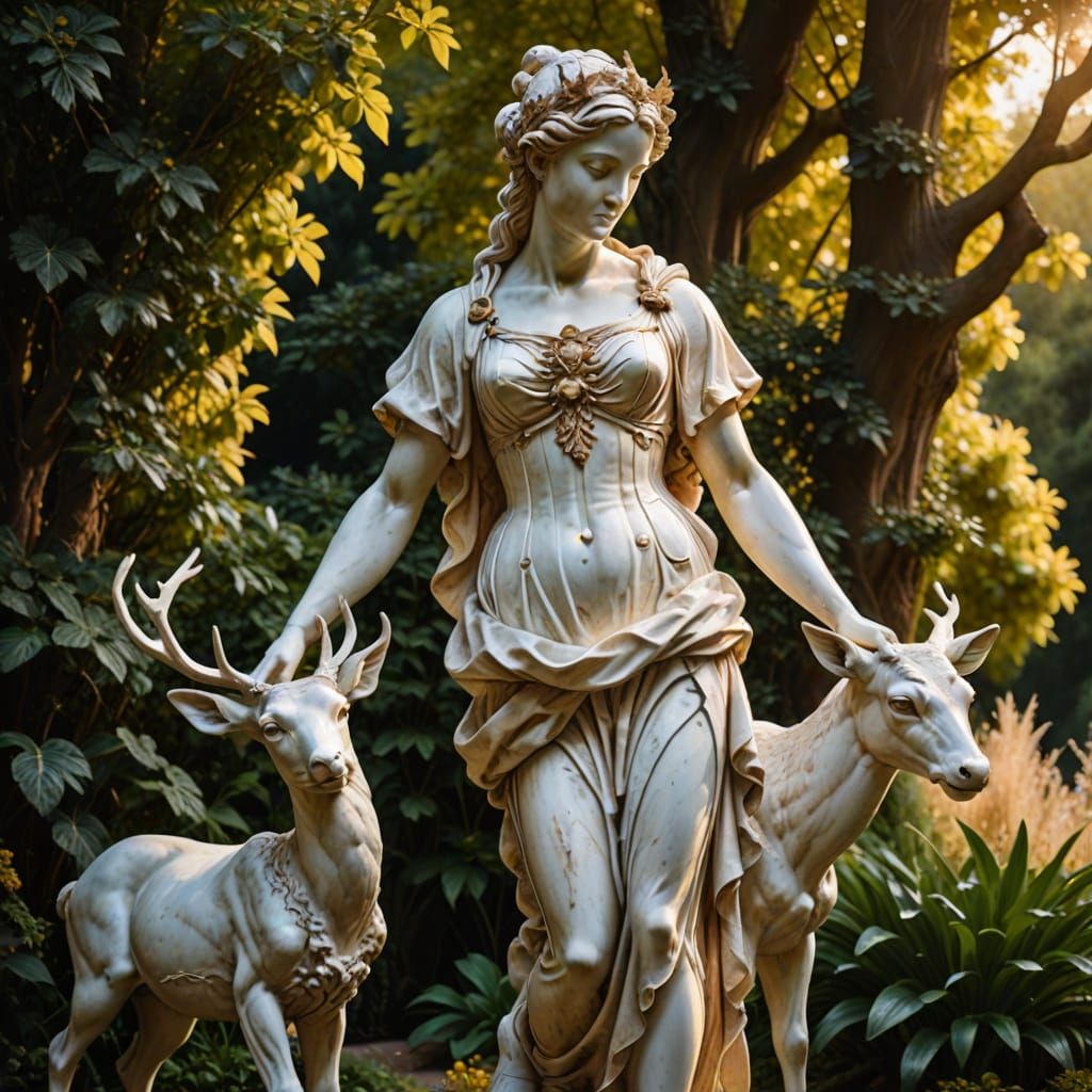 Marble Sculpture of Artemis in Baroque Style