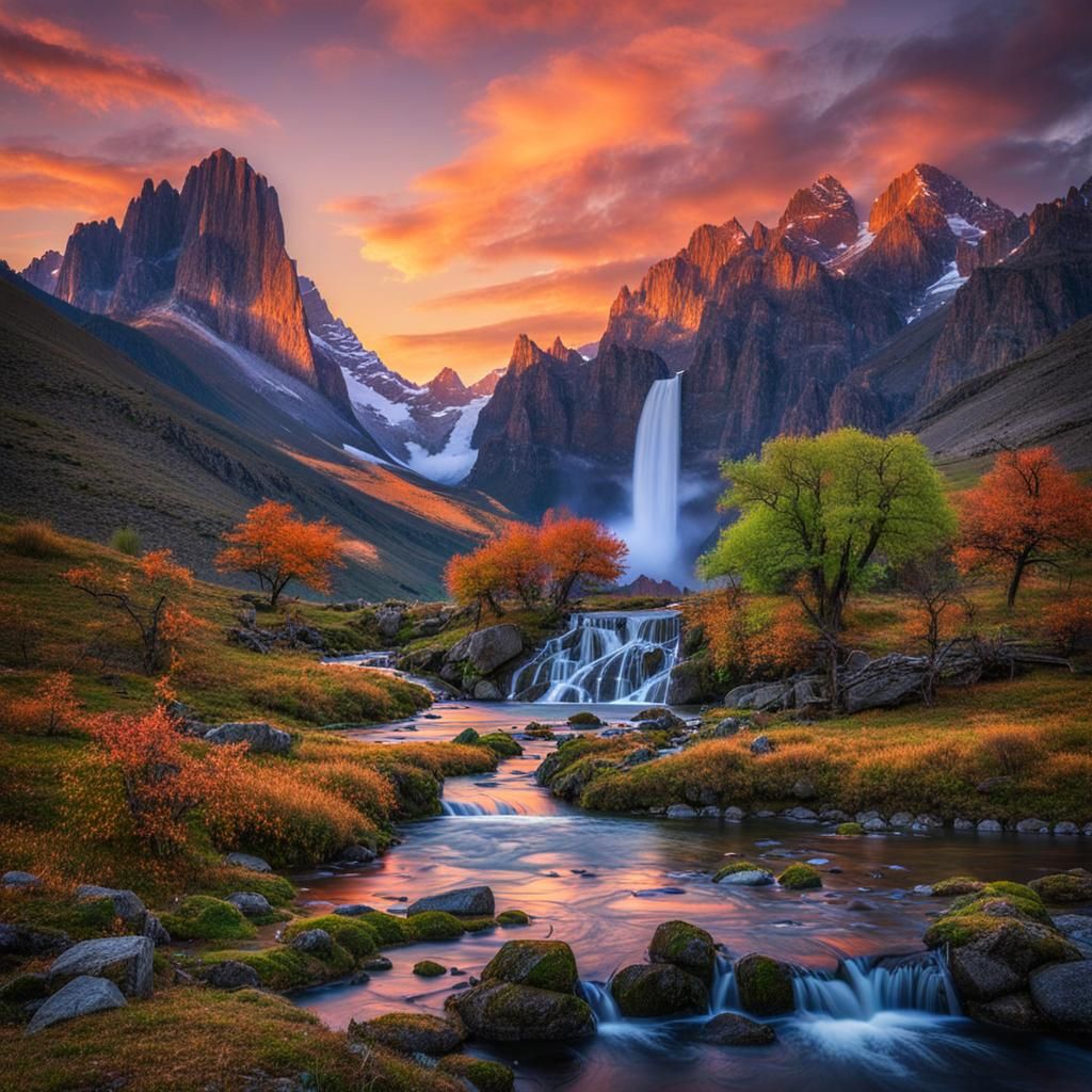 Autumnal Mountain Vista at Sunset