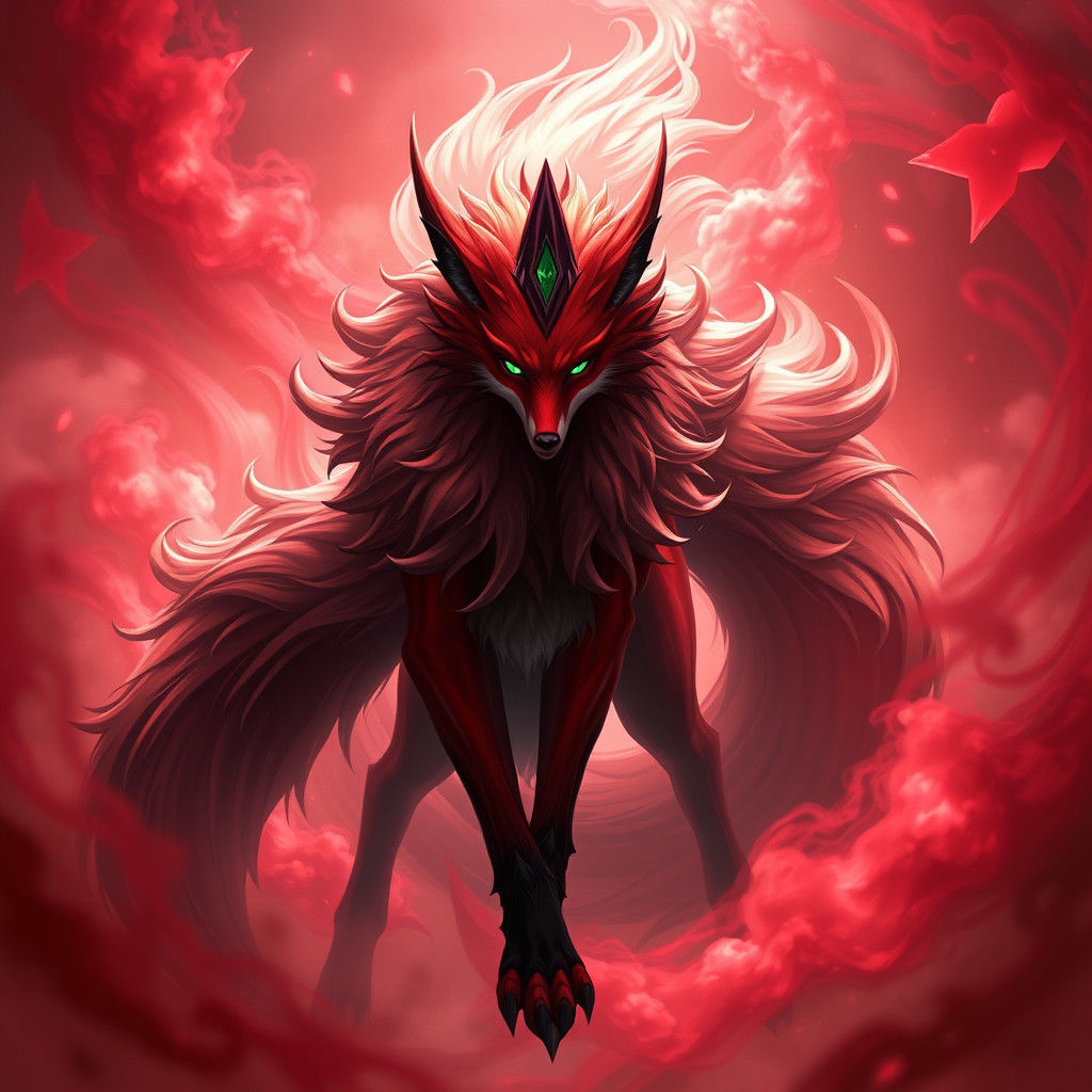 Majestic Nine-Tailed Fox in Anime Style