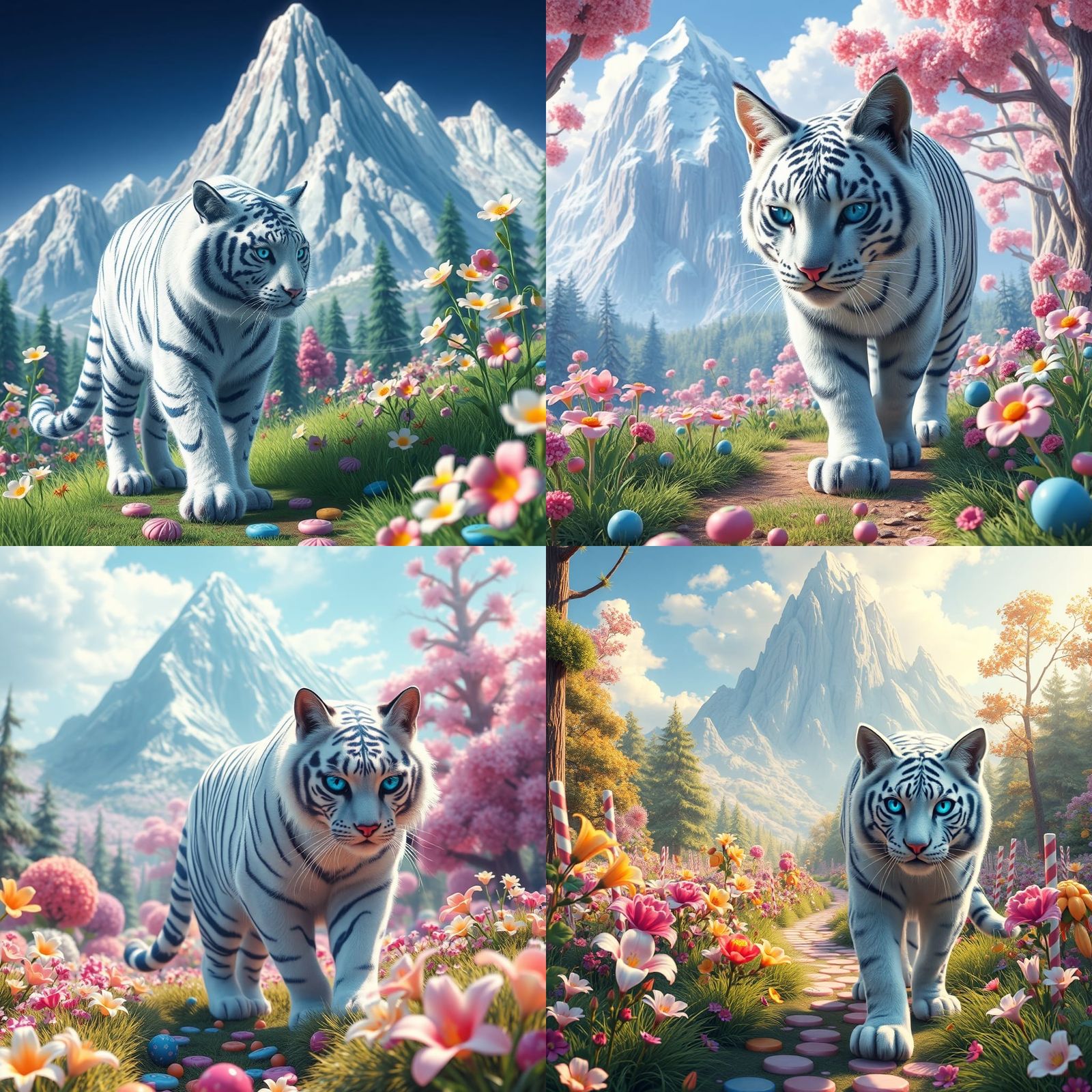 Candyland Cat in a Candy Forest: Digital Illustration