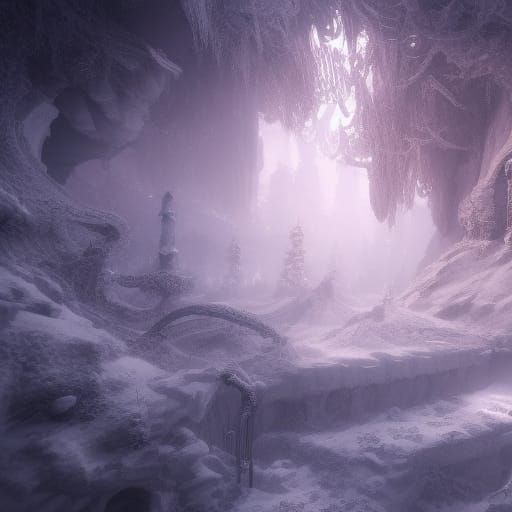 Detailed Snowflakes in a Fantastical Digital Painting