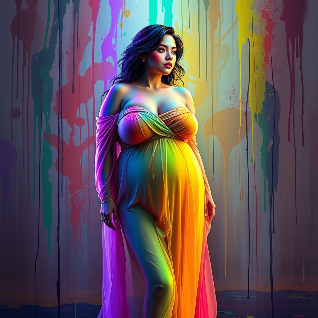 Vibrant Goddess Radiates Kaleidoscope Colors