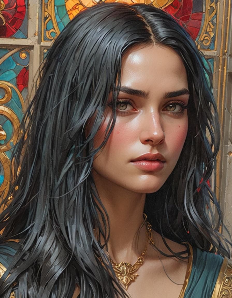 Medieval Noblewoman Portrait in Digital Art Style