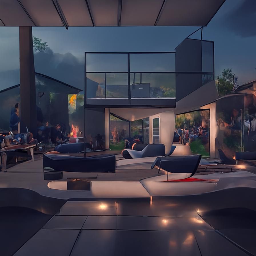 Modern House Backyard with Entertainment Area