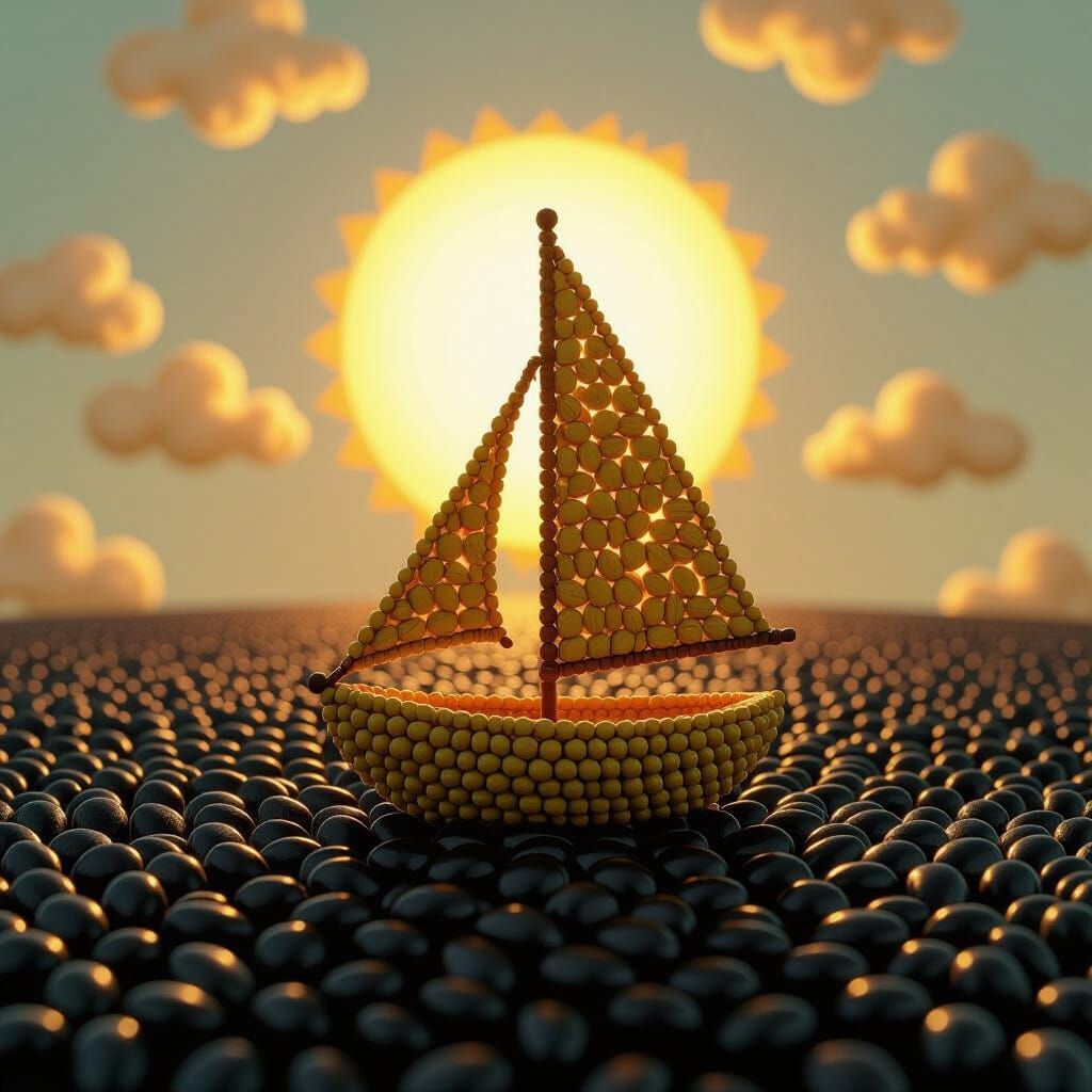 Pistachio Sailboat on Sunflower Seed Sea