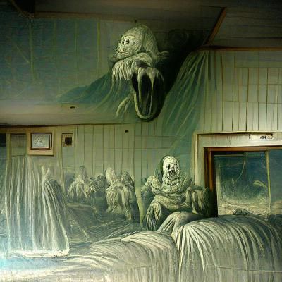 Creepy Old Motel in Horror Illustration Style