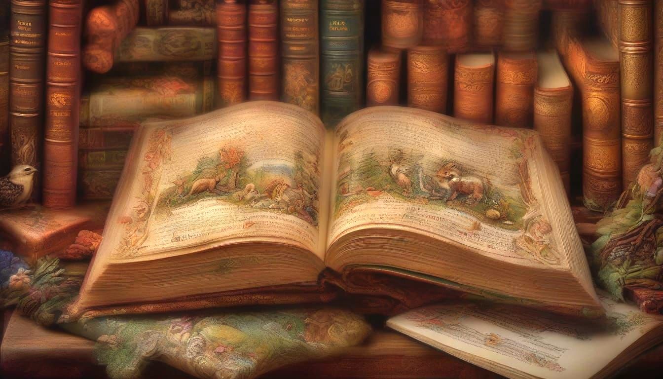 Enchanted Embroidered Books in Ethereal Library