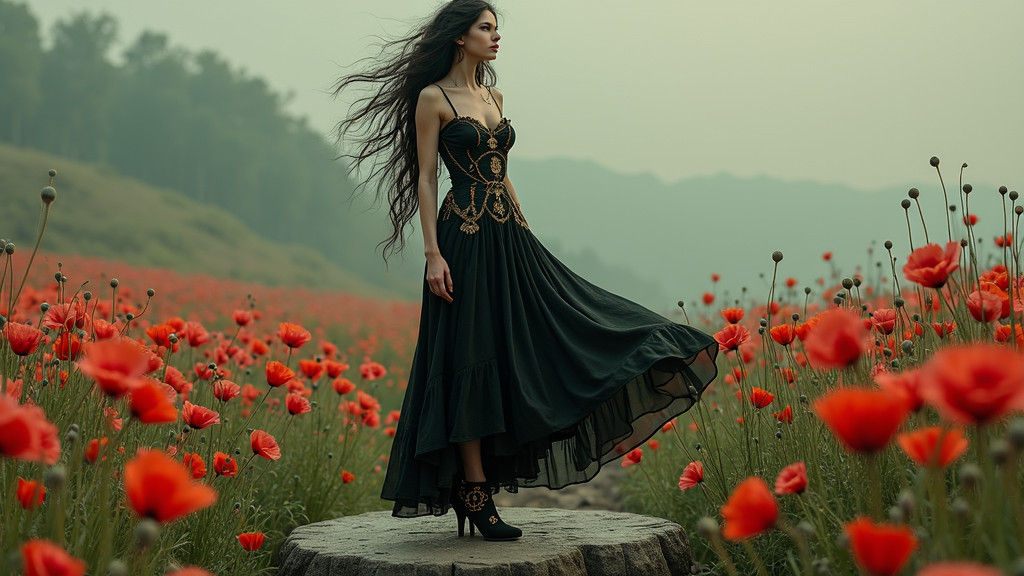 Goddess of Poppies: Ethereal Digital Painting